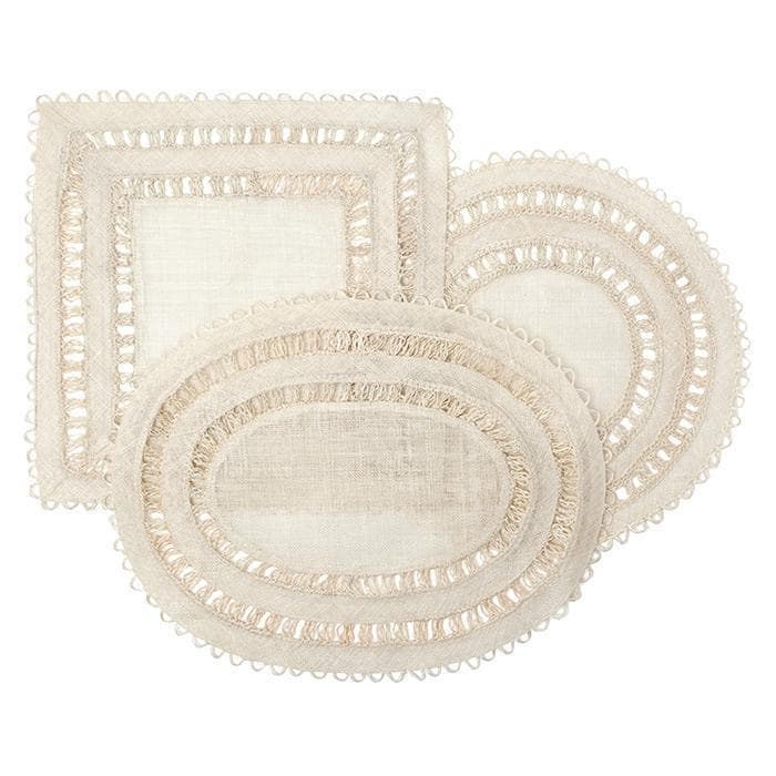 Carmine Abaca Round Placemats (Bleached) Set/4