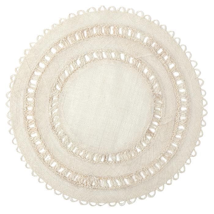 Carmine Abaca Round Placemats (Bleached) Set/4