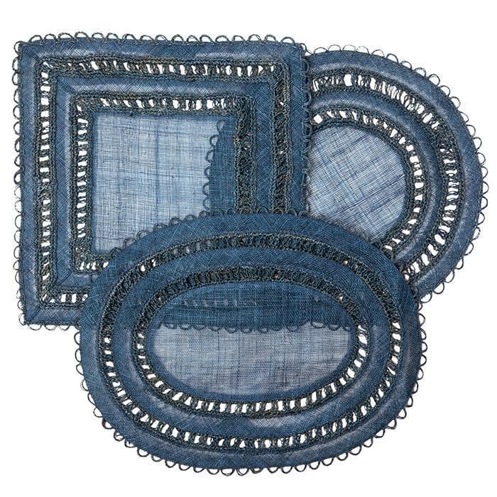 Carmine Abaca Square Placemats (Deep Blue) Set/4