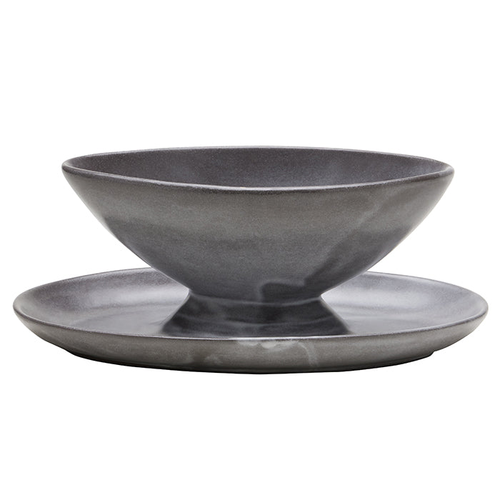 Charles Large Gravy Dish with Plate (Cement Glaze)