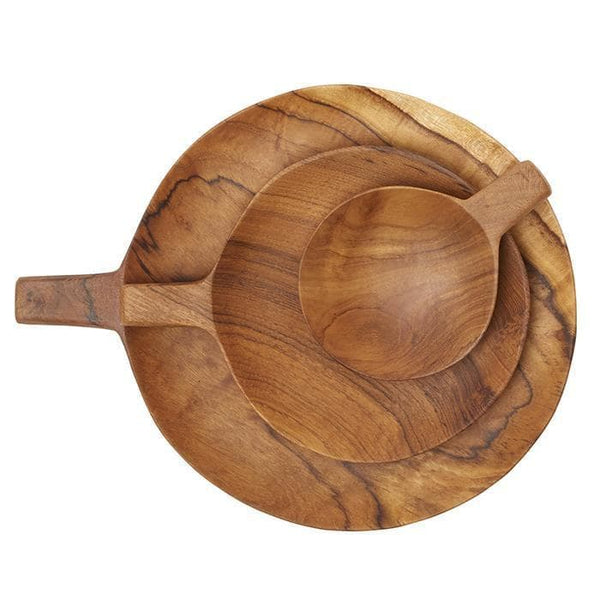 Chloe Round Teak Serving Platters Set/3