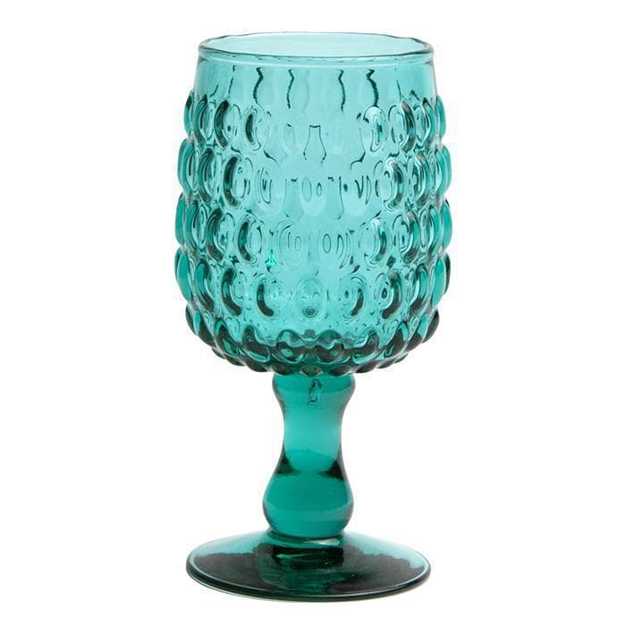 Claire Teal Hand Blown Water Goblets Set/6