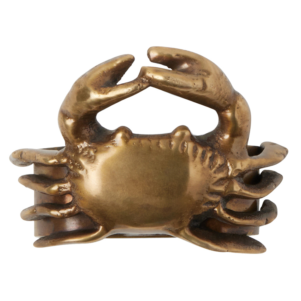 Edgar Crab Antique Brass Napkin Rings Set/4