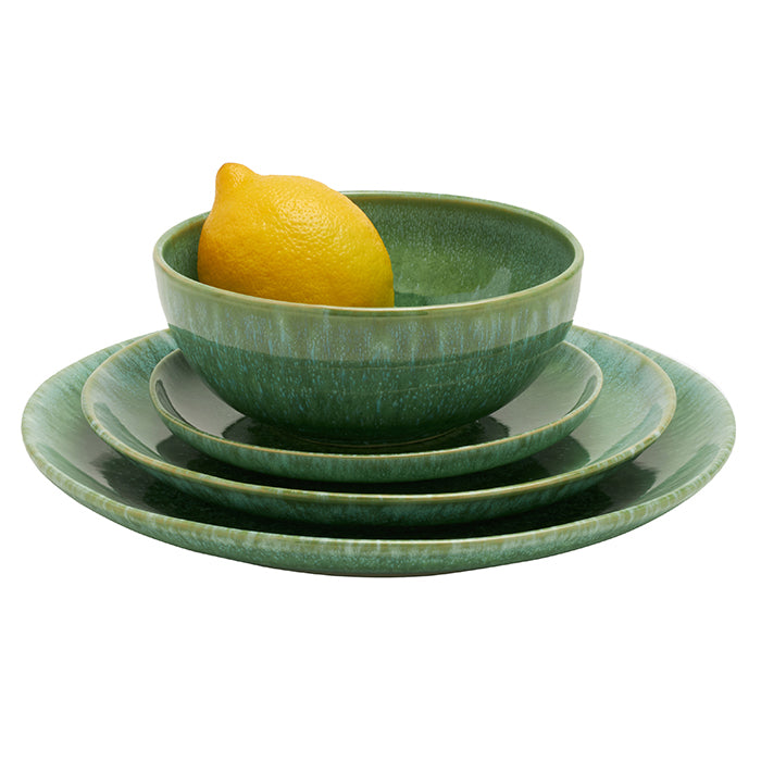 Eloise Speckled Ivory Stoneware Dinner Plates Set/4 (Emerald Glaze)