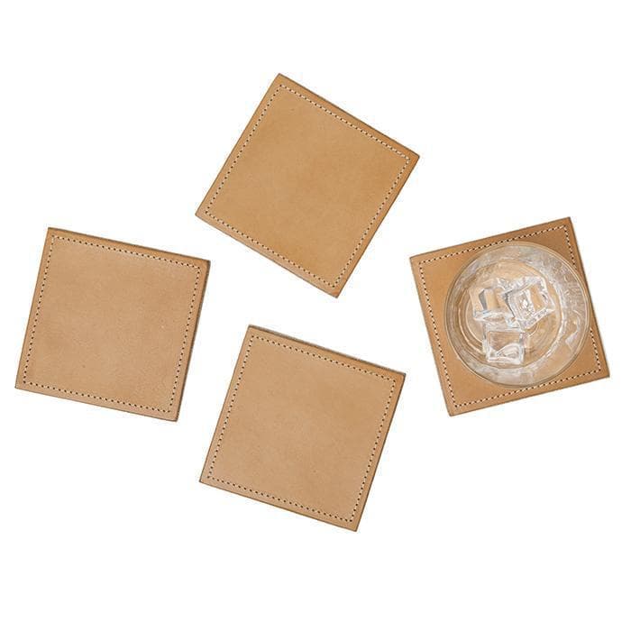 Evan Leather Square Coasters (Aged Camel) Set/4