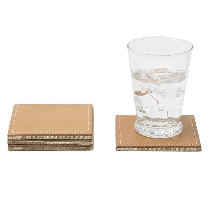 Evan Leather Square Coasters (Aged Camel) Set/4