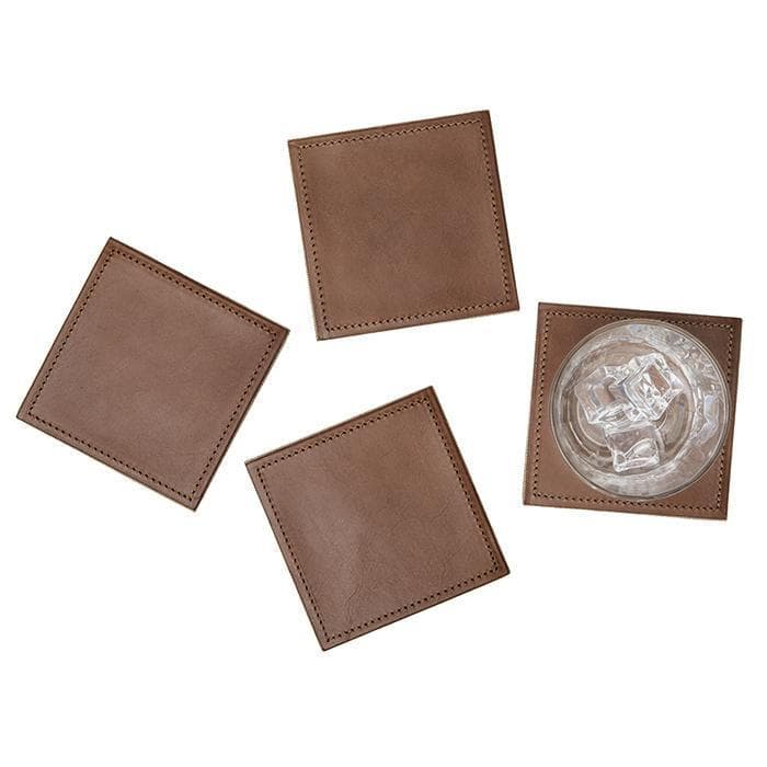 Evan Leather Square Coasters (Tobacco) Set/4