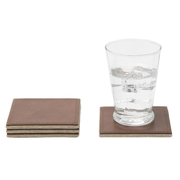 Evan Leather Square Coasters (Tobacco) Set/4 - Thumbnail 3