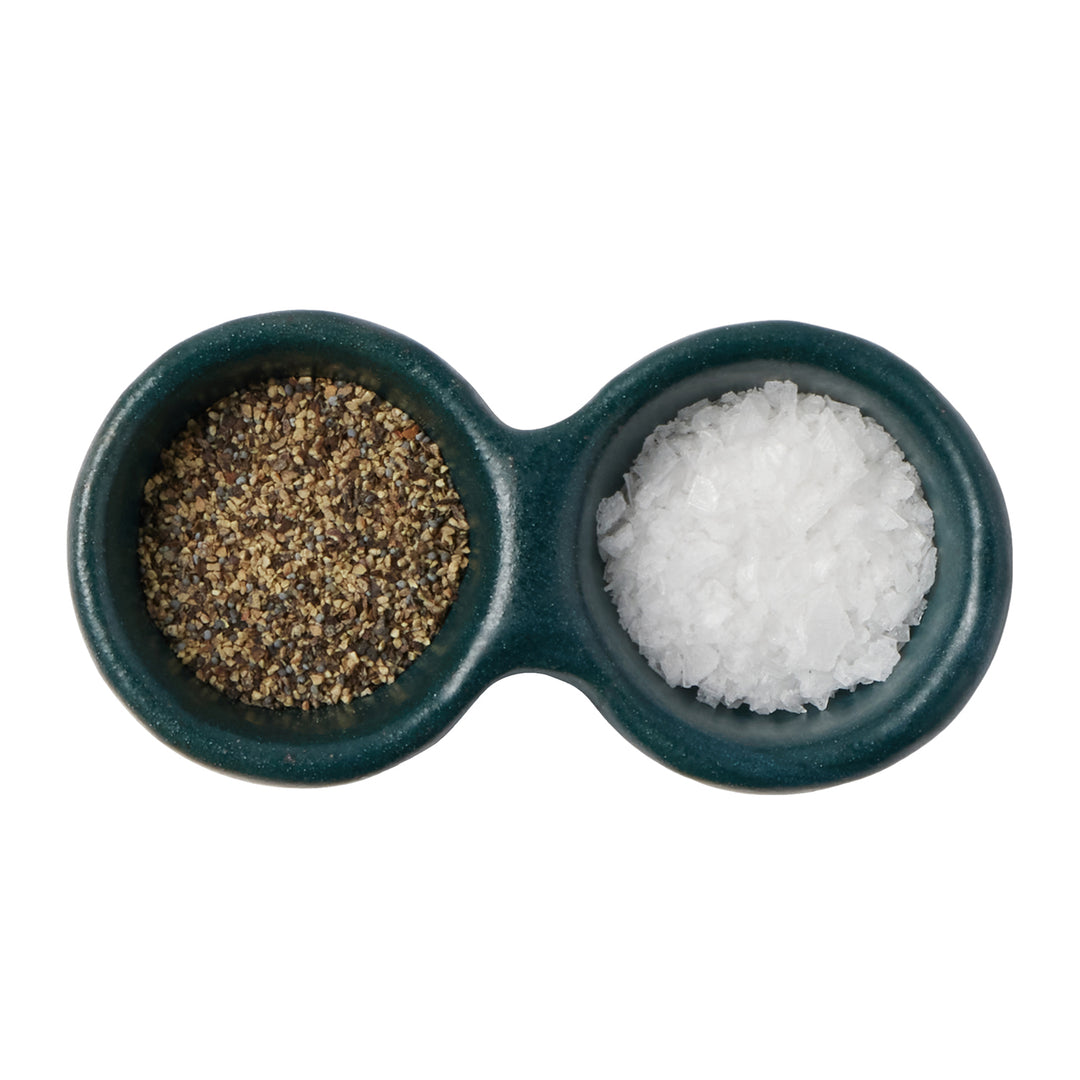Holly Midnight Teal Connected Pinch Bowls Set/2