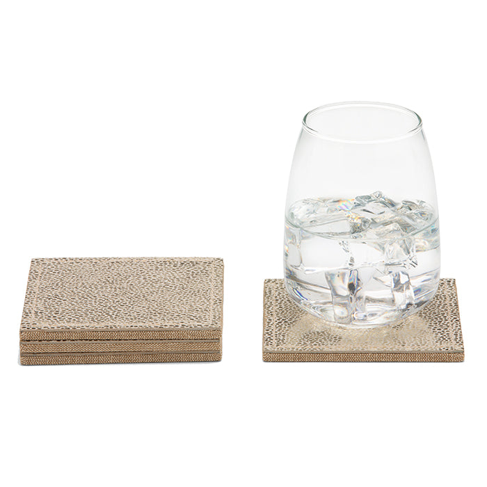 Jessica Gold Foil Leather Coasters Set of 4 - Thumbnail 2
