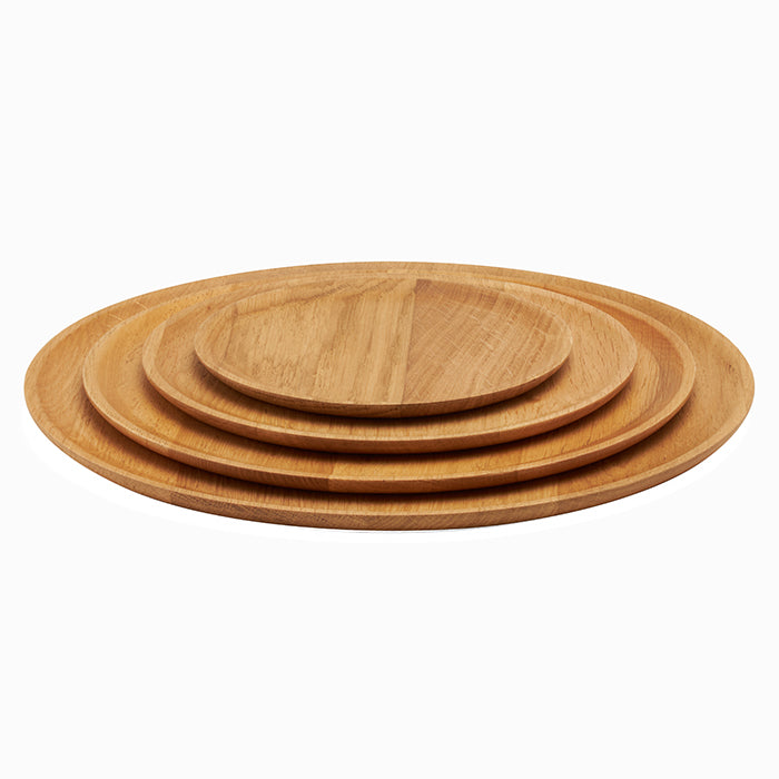 Kennedy Oak Wood Dinner Plates Set/4