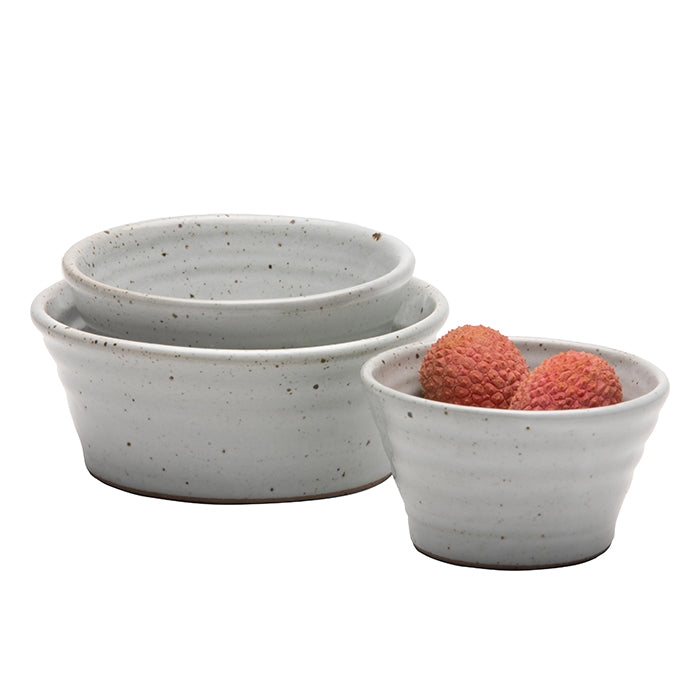 Leon White Salt Glaze Small Nesting Bowls Set/3 - Thumbnail 2