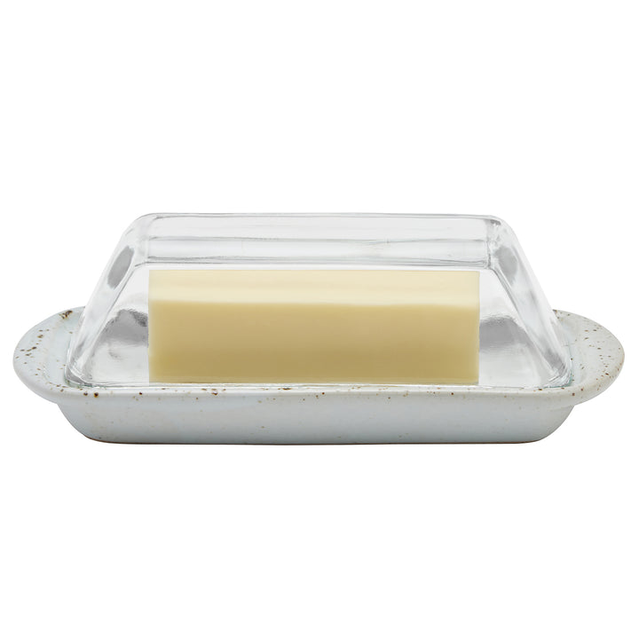 Lessie White Salt Glaze Rectangular Butter Dish