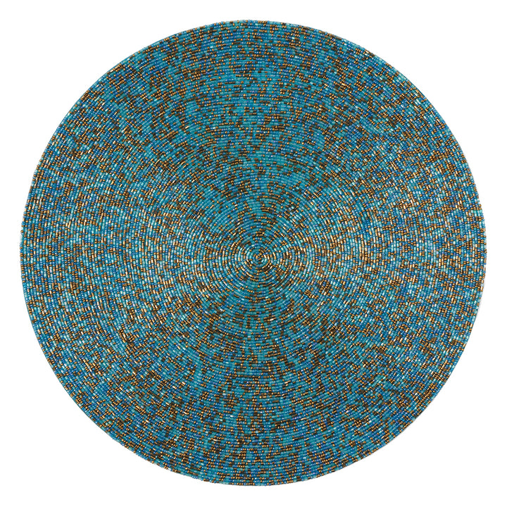 Loretta Glass Beads Turquoise Gold Mix Placemat Set/4 (Round)