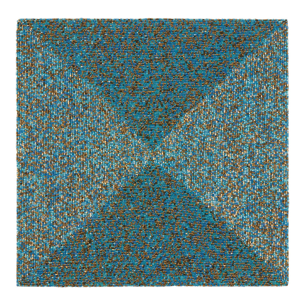 Loretta Glass Beads Turquoise Gold Mix Placemat Set/4 (Square)
