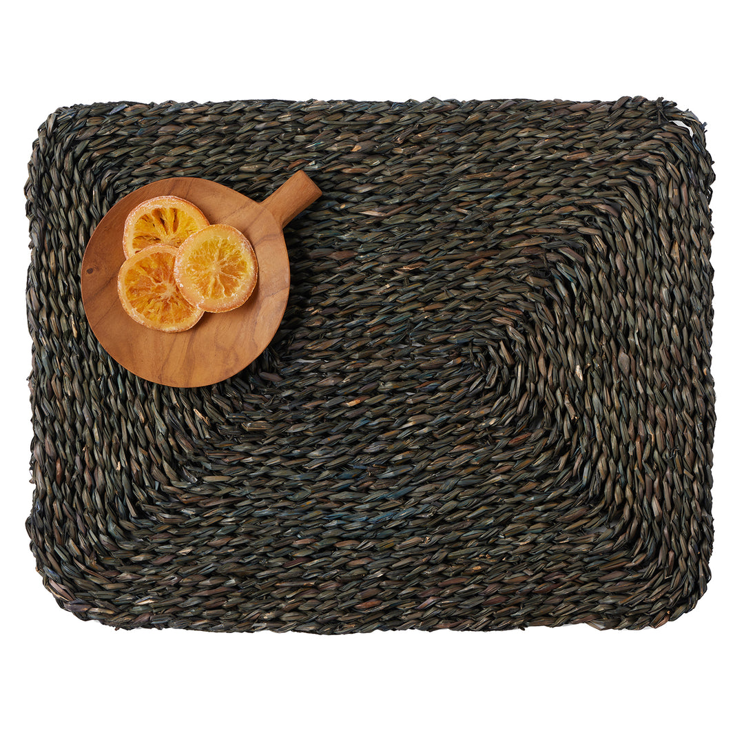 Lucian Charcoal Seagrass Placemats Set Of 4 (Rectangle)