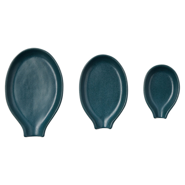 Marcus Stoneware Midnight Teal 3 Piece Spoon Rests
