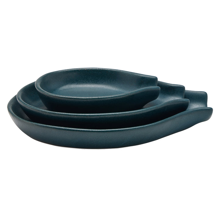 Marcus Stoneware Midnight Teal 3 Piece Spoon Rests