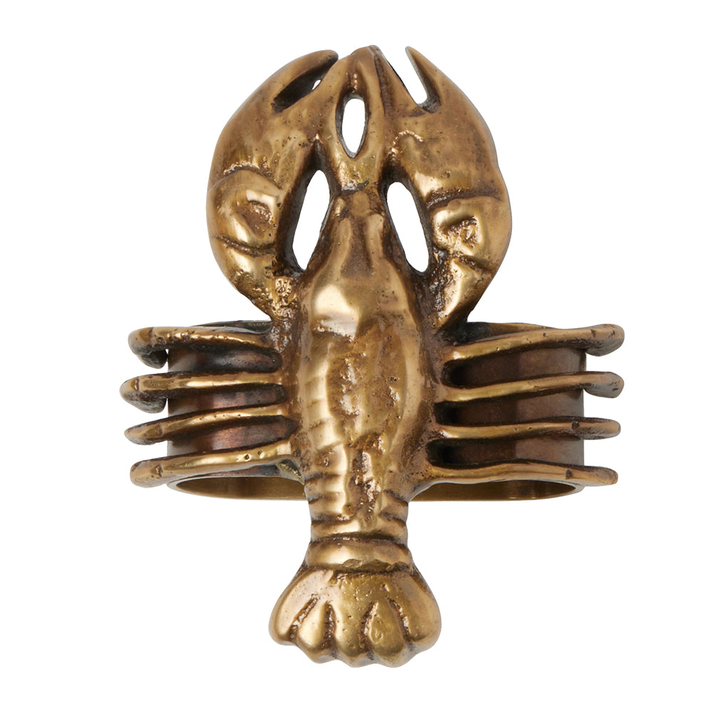 Marlin Antique Brass Lobster Napkin Rings Set/4