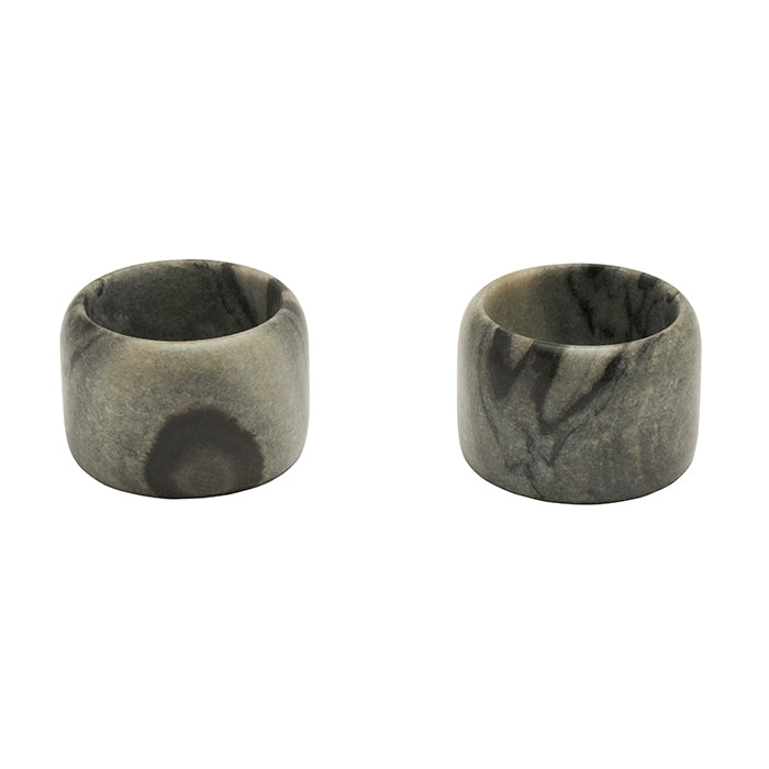 Mavis Gray Marble Pinch Bowls Set/2