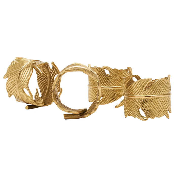 Neela Gold Brass Napkin Rings Set/4