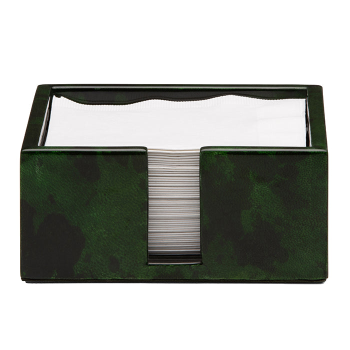 Nelson Emerald Gloss Vellum Leather Cocktail Napkin Tray Set of 2 - Hudson & Vine