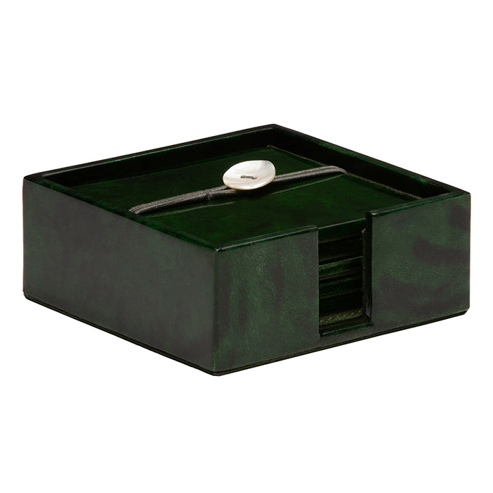 Nelson Emerald Gloss Vellum Leather Coasters Set of 6