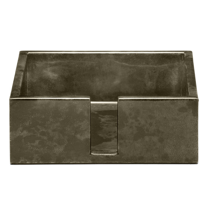 Nelson Gray Gloss Vellum Leather Luncheon Napkin Tray Set/2
