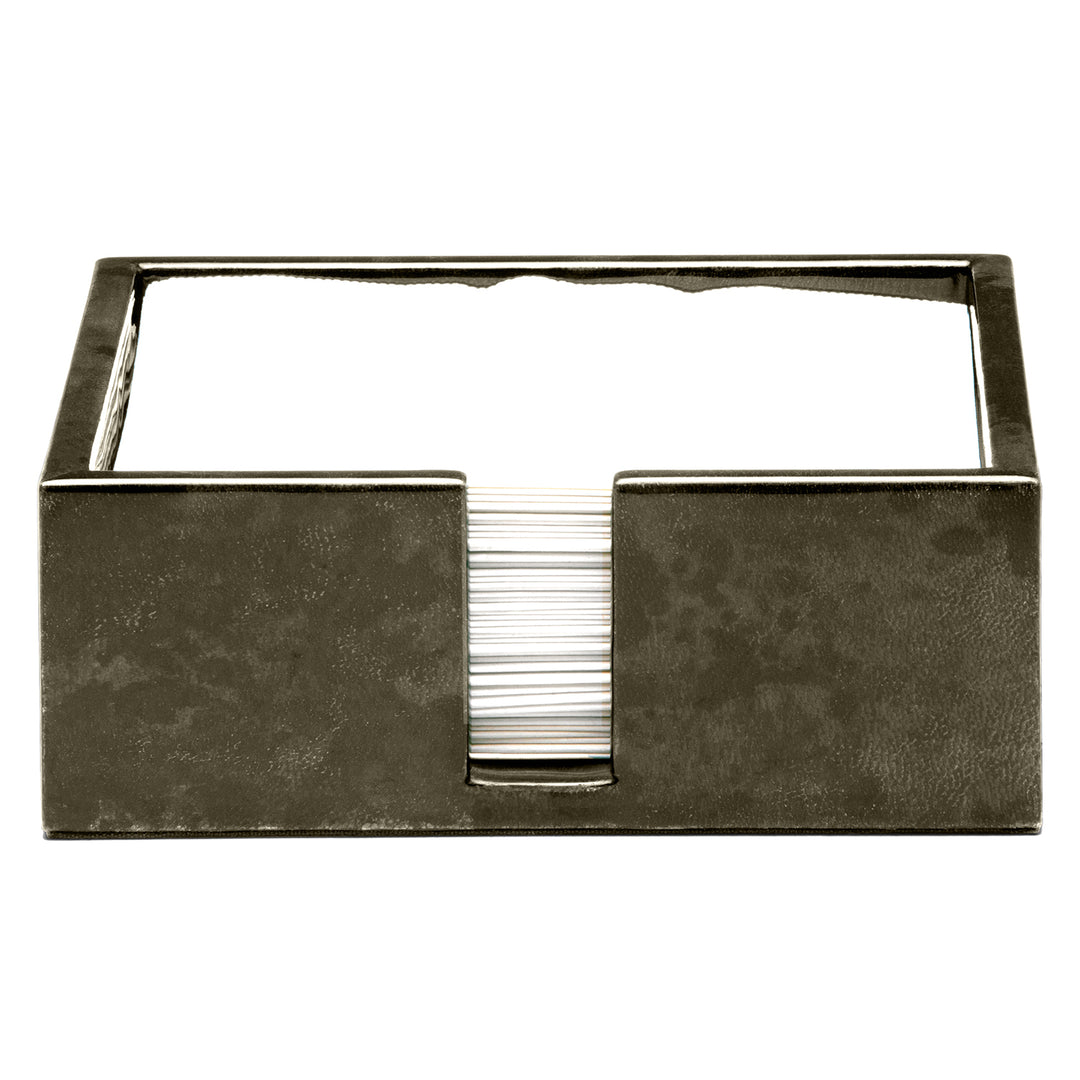 Nelson Gray Gloss Vellum Leather Luncheon Napkin Tray Set/2