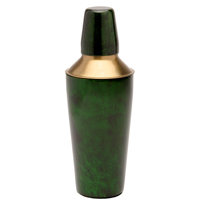 Nelson Emerald Gloss Vellum Leather Cocktail Shaker