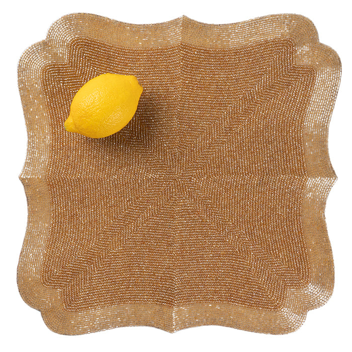 Noelle Gold Glass Beads Square Placemats Set of Two
