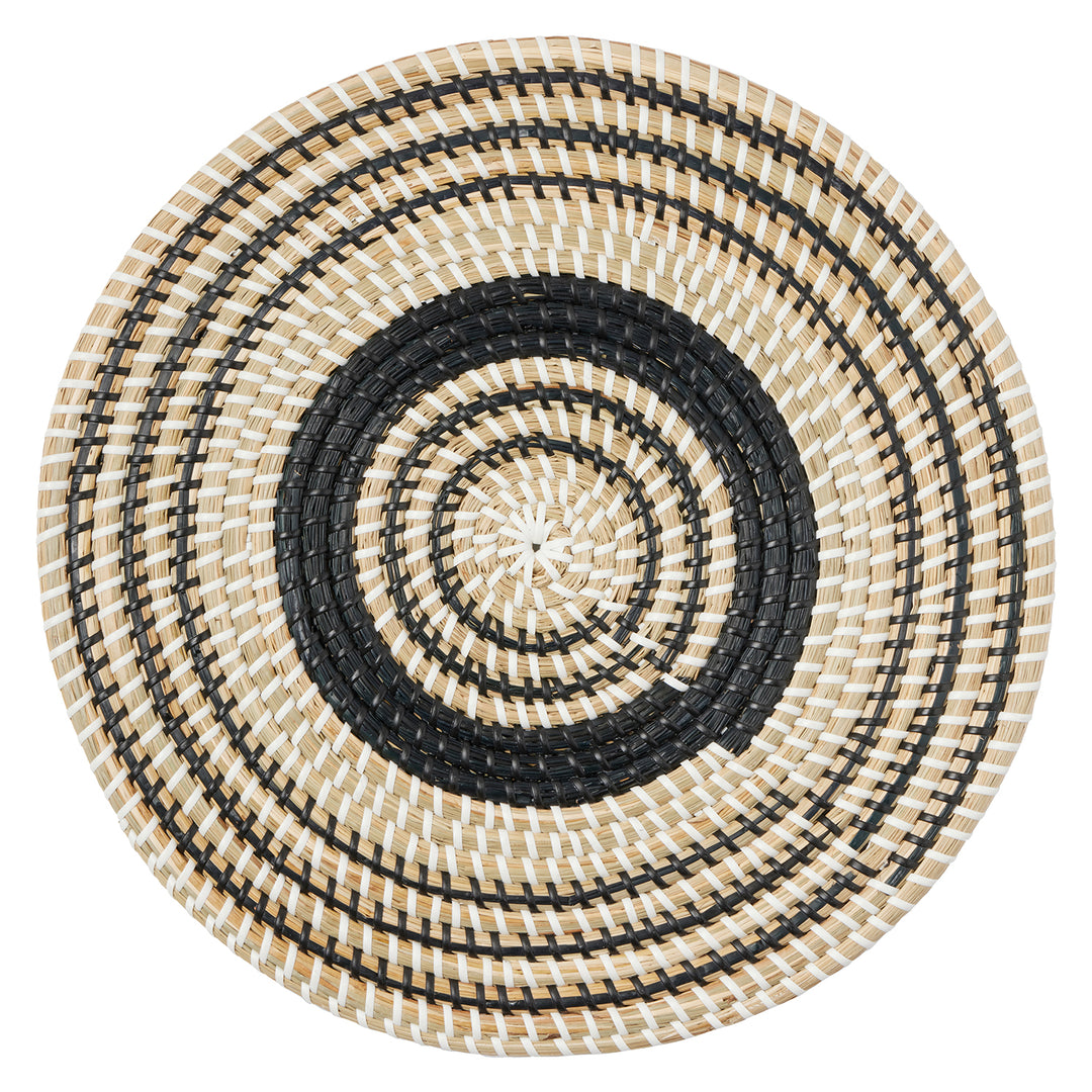 Odelia Black/Natural Seagrass Placemats Set Of 4 (Round)