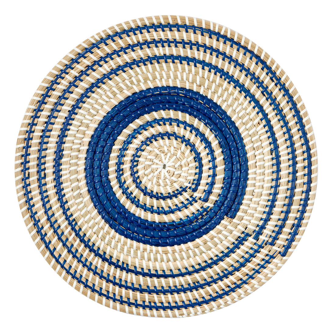Odelia Dark Navy/Natural Seagrass Placemats Set Of 4 (Round)