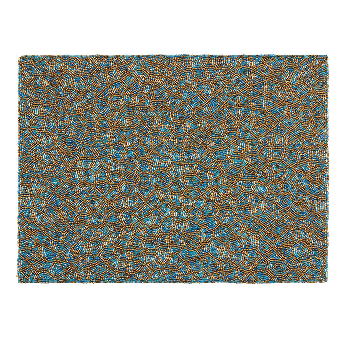 Phoebe Turquoise Gold Mix Glass Beads Placemats Set/2 (Rectangle)