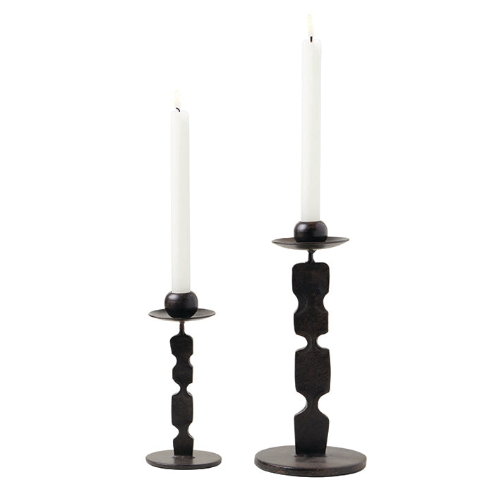 Quentin Iron Antique Black Round Base Candle Holders