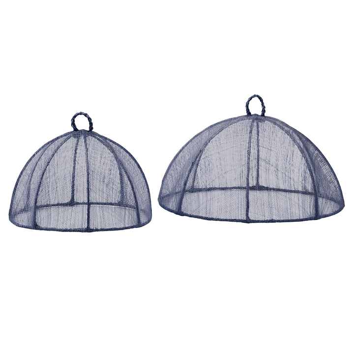 Rachel Slate Blue Round Food Covers Set/2