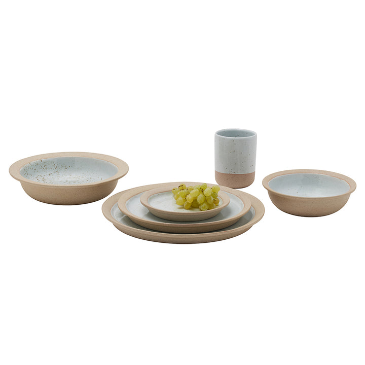 Rivka White Salt Glaze Stoneware Pasta/Soup Bowls Set/4