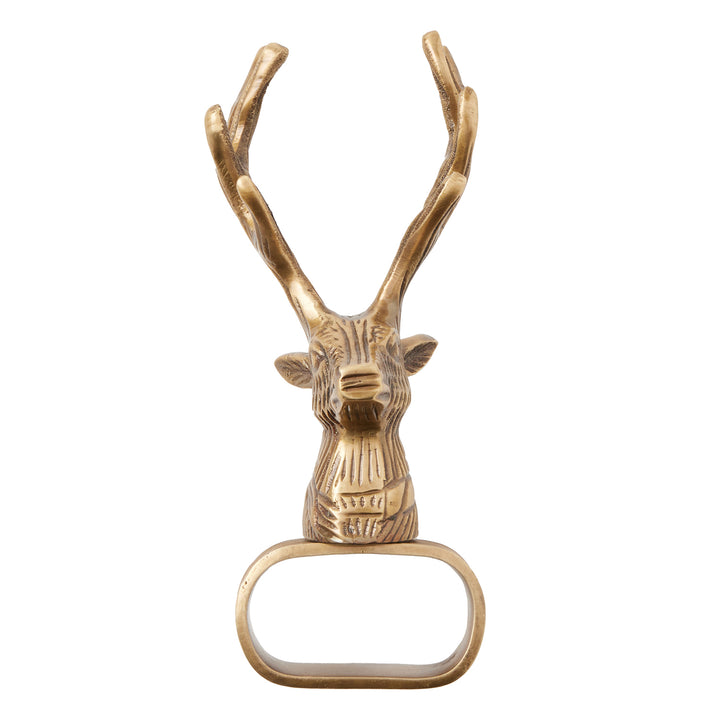 Reindeer Antique Brass Napkin Rings Set/4