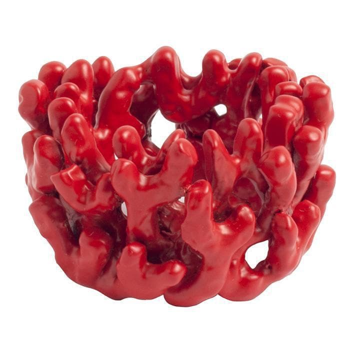 Sasha Brass Coral Napkin Rings (Red) Set/4