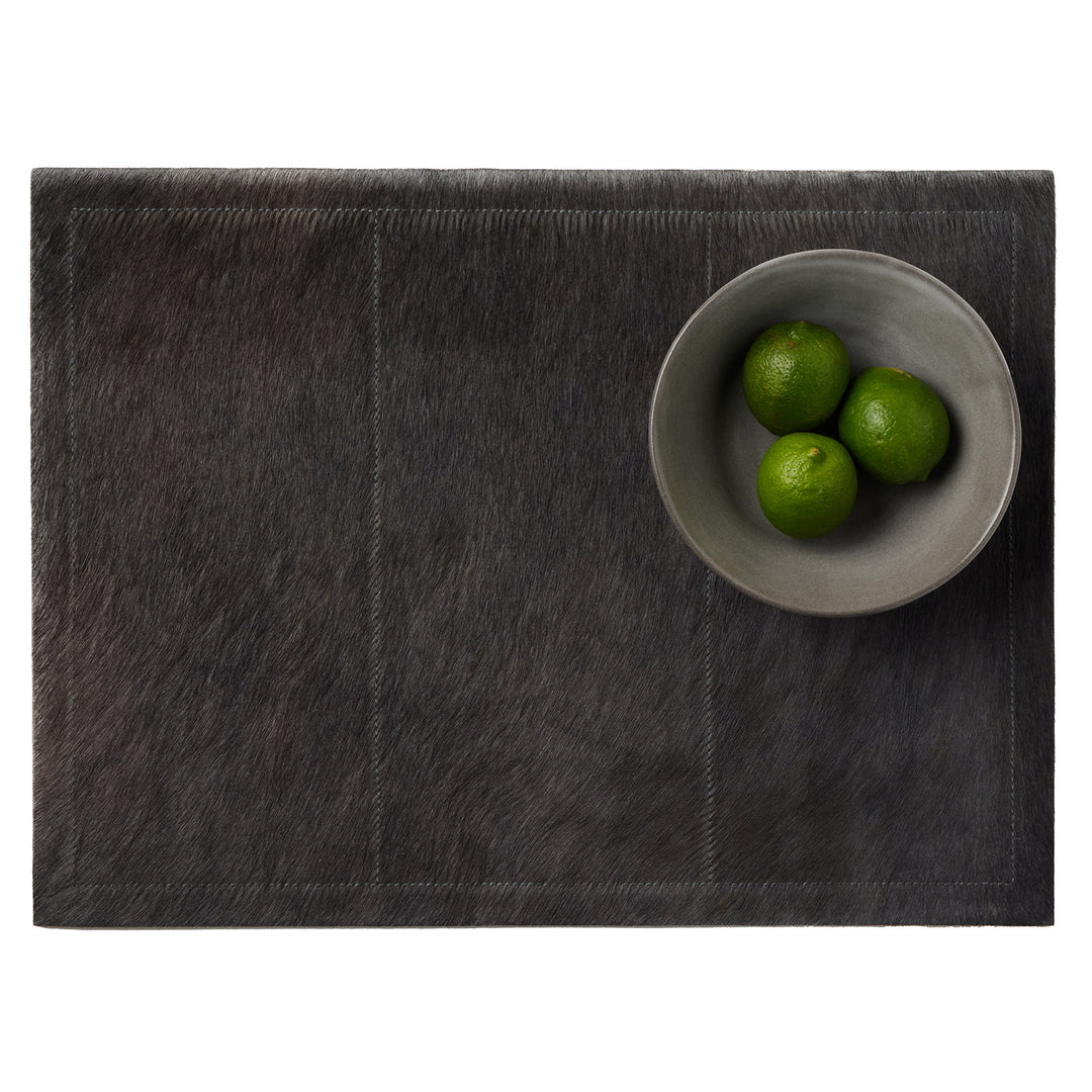 Tanner Midnight Hair-On-Hide Placemats Set Of 2 (Rectangle)