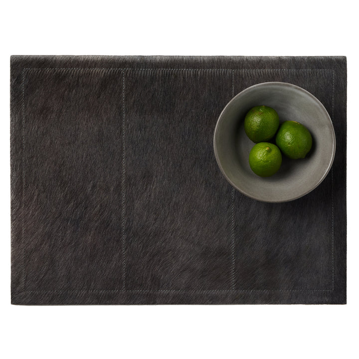 Tanner Midnight Hair-On-Hide Placemats Set Of 2 (Rectangle)