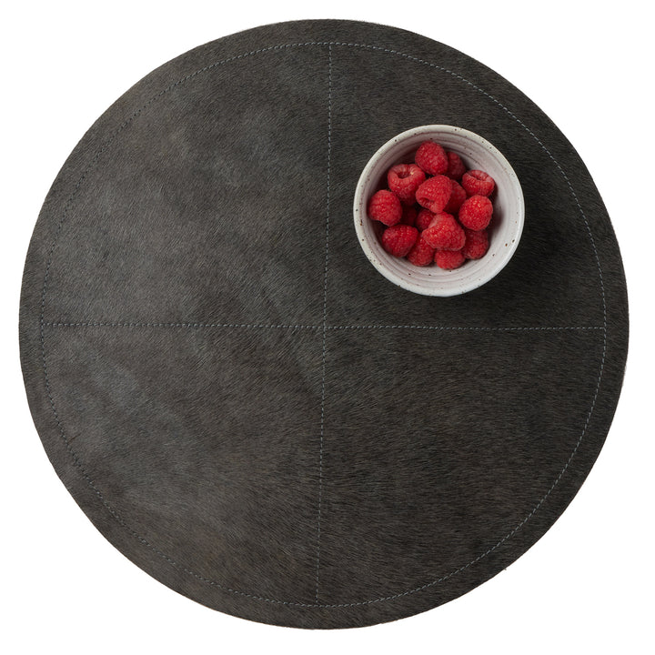 Tanner Midnight Hair-On-Hide Placemats Set Of 2 (Round)