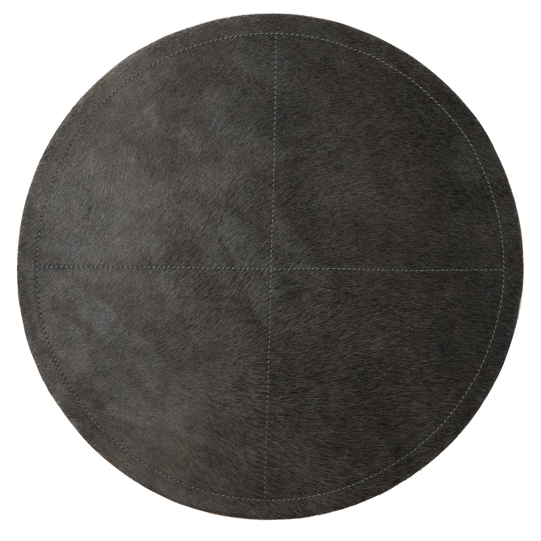Tanner Midnight Hair-On-Hide Placemats Set Of 2 (Round)