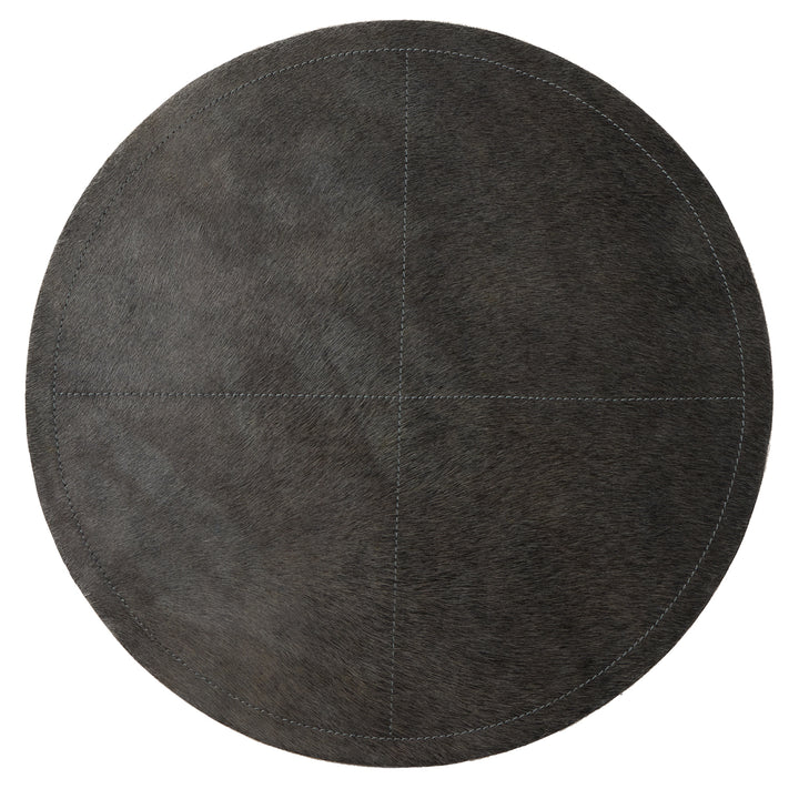 Tanner Midnight Hair-On-Hide Placemats Set Of 2 (Round)