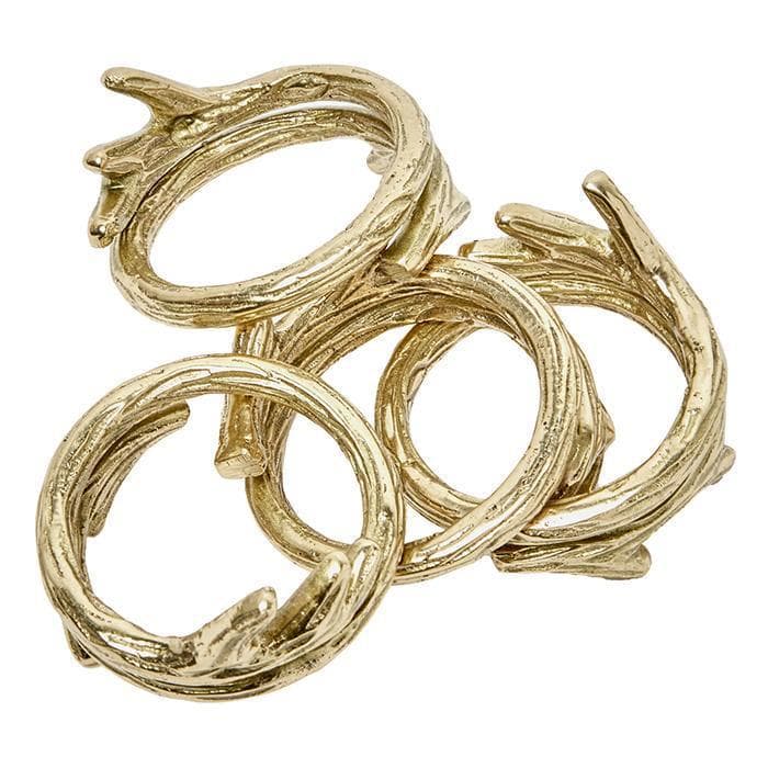 Tara Brass Gold Napkin Rings Set/4