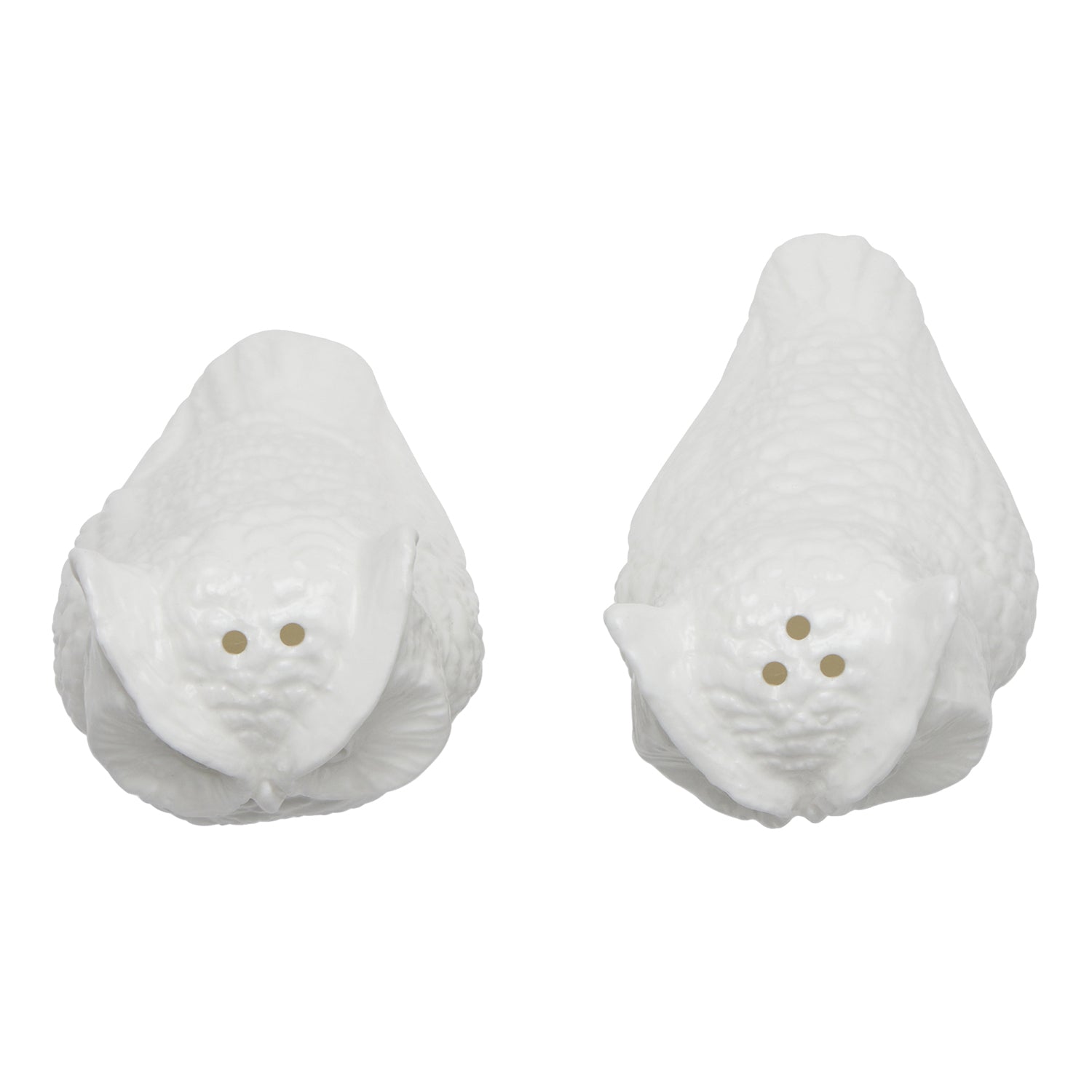 Toby White Glaze Porcelain Owl Salt and Pepper Shakers Set/2
