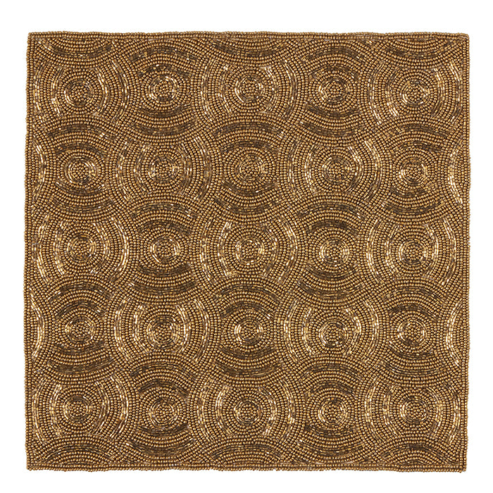 Valentina Shiny Gold Glass Beads Placemats Set/2 (Square)