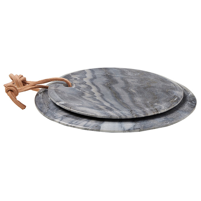 Viola Gray Marble Round Serving Boards Set/2