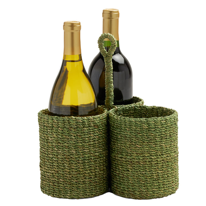 Voru Green Natural Abaca Fiber Wine Caddy