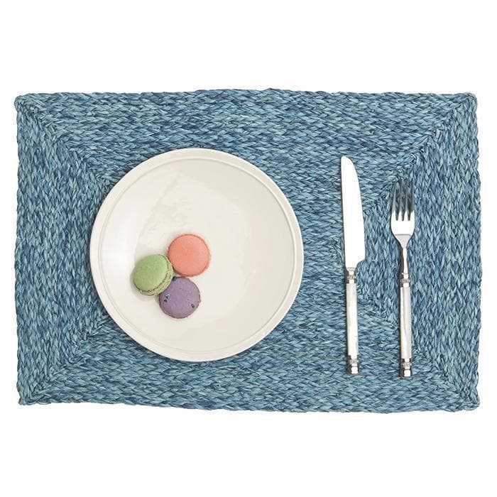 Zoey Raffia Rectangle Placemats (Mixed Blue) Set/4
